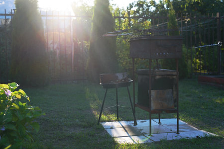 Summer in dacha. Active holidays in countrysideの写真素材