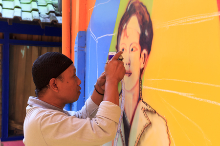 September 2018 Street Art in Kampung Warna Warni Jodipan Malang, Indonesiaのeditorial素材