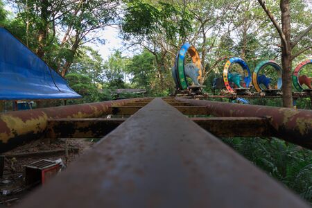 Creepy abandoned amusement park in Yangon, formerly known as Rangoon, Myanmarの写真素材