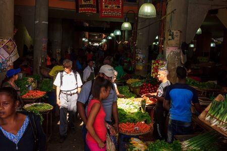 Port Louis, Mauritius, July 7 2017 - A local fruit market in Port Louisのeditorial素材