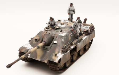 German Sd. Kfz 173 Jagdpanther, German WWII tank destroyer, Battle of the Bulge, Bastogne, 1 35 Tamiya scale modelの写真素材