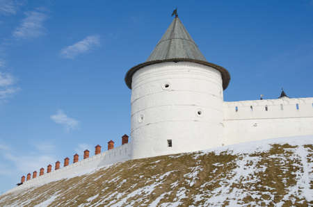 Nameless round tower. Historic and Architectural Complex of the Kazan Kremlin.  Russia, Republic of Tatarstan, city of Kazan.の写真素材
