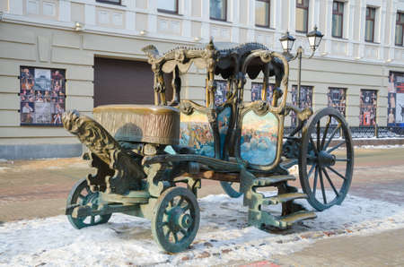Kazan, Republic of Tatarstan, Russia -  February 20, 2016: Bauman Street. Cast-iron carriage - a copy of the carriage in which Catherine II visited Kazan in 1767. The original carriage of Catherine II is in the state Museum of Kazan.のeditorial素材
