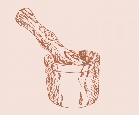 Wooden pounder and pestle isolated on whiteのイラスト素材