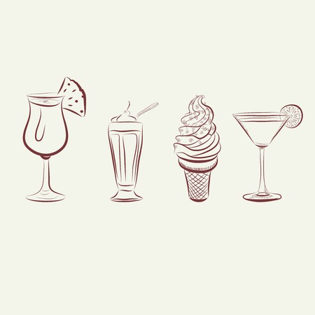 Set of   coctails icons. Vector.のイラスト素材
