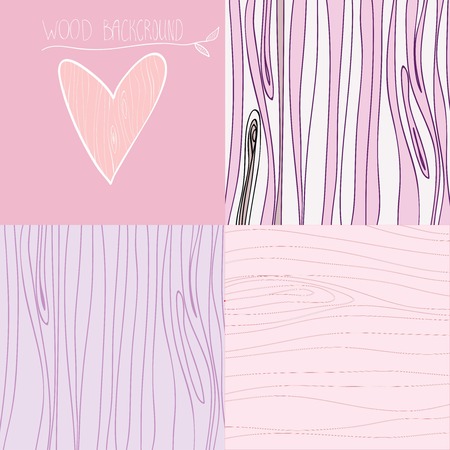 Romantic wood background with cartoon heartのイラスト素材
