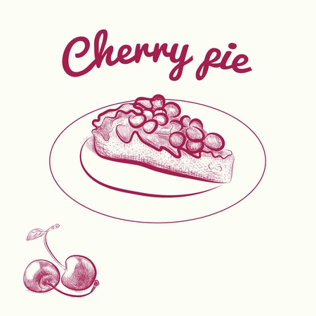 cherry pie. vector sketchesのイラスト素材