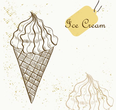 Ice Cream cone vector sketch illustrationのイラスト素材