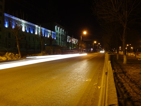 Street in the nightの写真素材