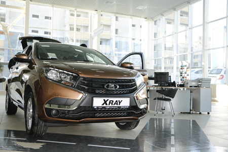 Kirov, Russia, December 26, 2015 - New Russian car Lada XRAY