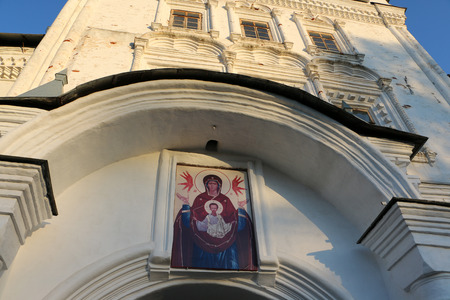 Beautiful church and blue sky in spring dayの写真素材