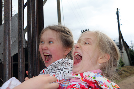 Beautiful young Russian girl in national dressの写真素材