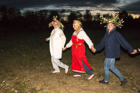Russia, Kirov - June 06, 2016: Celebration of the night of Ivan Kupala in Shikhovo in 2016のeditorial素材