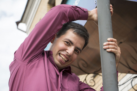 Beautiful boy outdoors in a summer dayの写真素材