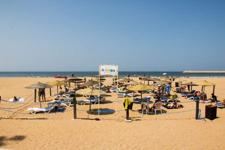 Morocco, Agadir - May 20, 2016: Beach in Agadir city in Morocco in 2016のeditorial素材