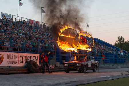 Russia, Kirov - August, 10, 2016: Extreme car show in Kirov city in 2016のeditorial素材
