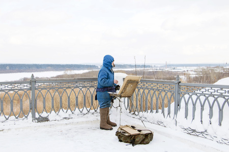Russia, Kirov - February 23, 2016: Alexandrovsky Park in Kirov in 2016のeditorial素材