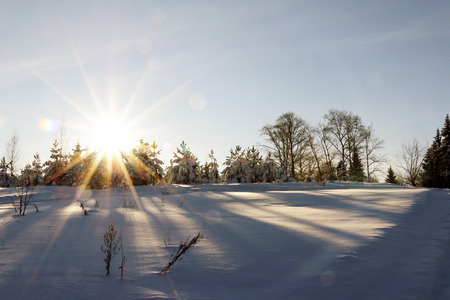 Nice sunset in a cold winter dayの写真素材