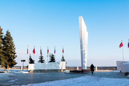 Russia, Kirov â November 07, 2016: Embankment in winter day in Kirov city n 2016のeditorial素材