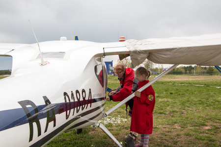 Kirov, Russia - May 07, 2016: The plane on a field near the village Kuchani near Kirov city in 2016のeditorial素材