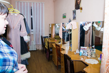 Russia, Kirov - November, 14, 2016: Actor's room in excursion in Drama theatre in Kirov city in 2016のeditorial素材