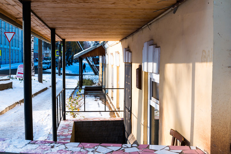 Russia, Kirov - November 07, 2016: Building and street in winter in old part of Kirov city in 2016のeditorial素材