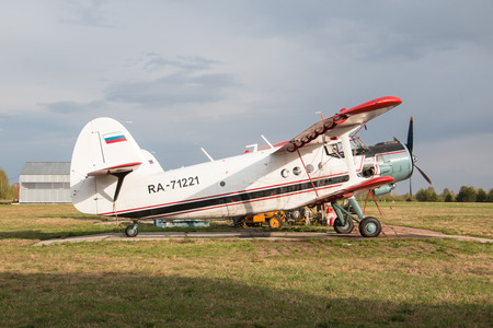 Kirov, Russia - May 07, 2016: The plane on a field near the village Kuchani near Kirov city in 2016のeditorial素材