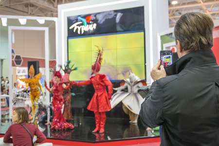 Russia, Moscow - March, 14, 2017: Actors in the halls of the business centre Expocentre in Moscow in 2017のeditorial素材