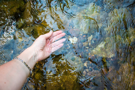 River and stouns in it in a summer dayの写真素材