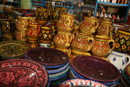 Clay jars in clay shop and workshopの写真素材