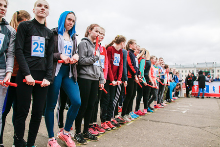 Russia, Kirov - May, 21, 2017: People during open sport training on the main square of Kirov city in 2017のeditorial素材