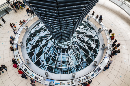 Germany, Berlin - April, 21, 2017: The glass dome of the Reichstag and the people in it in Berlin in 2017のeditorial素材