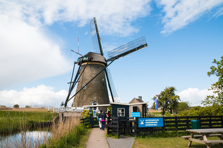 Netherlands, Kinderdijk â April, 26, 2017: Mills and water channel in Kinderdijk in 2017のeditorial素材