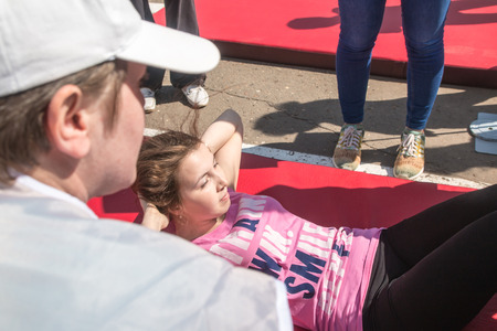 Russia, Kirov - May, 20, 2017: People during open sport training on the main square of Kirov city in 2017のeditorial素材