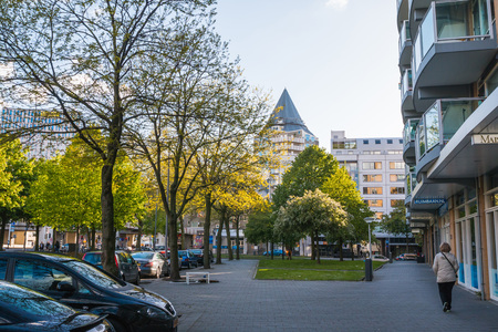 Rotterdam, Netherlands - April, 26, 2017: Strange building on the street of Rotterdam in 2017のeditorial素材