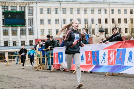 Russia, Kirov - May, 21, 2017: People during open sport training on the main square of Kirov city in 2017のeditorial素材