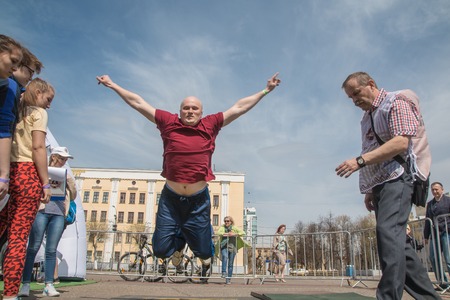 Russia, Kirov - May, 20, 2017: People during open sport training on the main square of Kirov city in 2017のeditorial素材