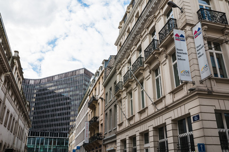 Brussels, Belgium - April, 28, 2017: Building on the street of Brussels in 2017