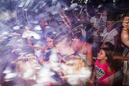 Side, Turkey - June, 25, 2017: People in a public open foam party in Side in 2017のeditorial素材