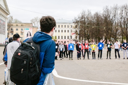 Russia, Kirov - May, 21, 2017: People during open sport training on the main square of Kirov city in 2017のeditorial素材