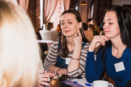 Russia, Kirov - February, 19, 2017: People take part in the festival Time for play which includes plays for business and plays for coaching and teaching in Kirov city in 2017のeditorial素材