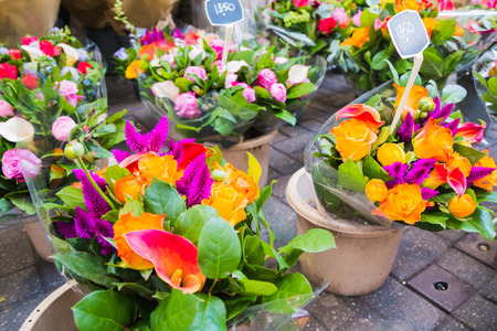 Amsterdam, Netherlands - April, 23, 2017: Selling flowers at the flower market in Amsterdam in 2017のeditorial素材
