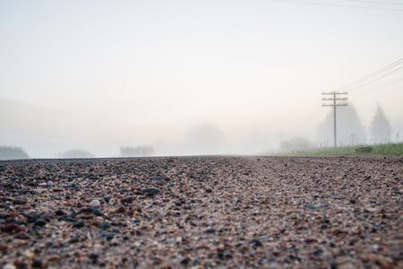 Thick fog in the early summer morningの写真素材