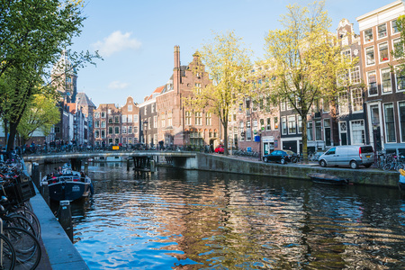 Amsterdam, Netherlands - April, 23, 2017: Channel in Amsterdam in 2017のeditorial素材