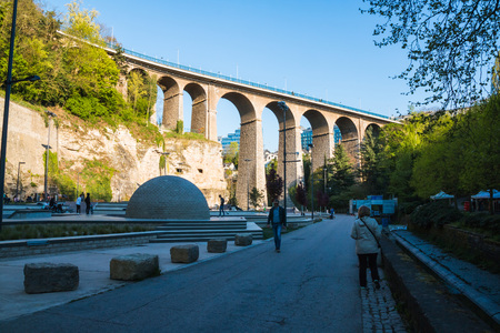 Luxembourg, Luxembourg - April, 29, 2017: Building on the street of Luxembourg in 2017のeditorial素材