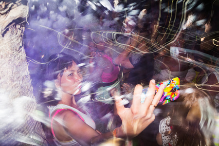 Side, Turkey - June, 25, 2017: People in a public open foam party in Side in 2017のeditorial素材