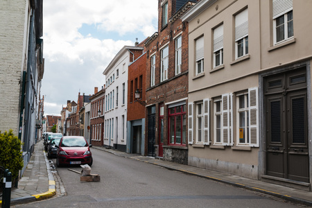 Bruges, Belgium - April, 28, 2017: Street in Bruges in 2017のeditorial素材