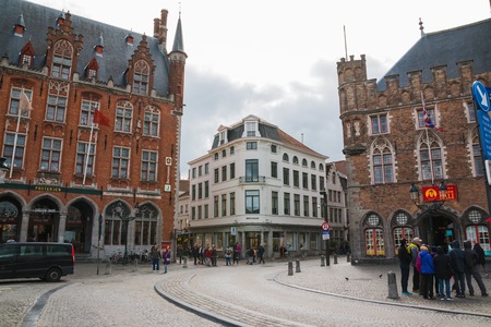 Bruges, Belgium - April, 28, 2017: Street in Bruges in 2017のeditorial素材