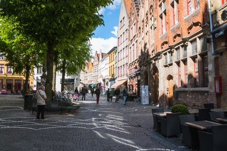 Bruges, Belgium - April, 28, 2017: Street in Bruges in 2017のeditorial素材