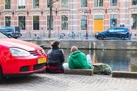 Amsterdam, Netherlands - April, 23, 2017: Channel in Amsterdam in 2017のeditorial素材